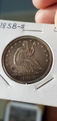 Seated Liberty 50 cent piece in great condition and a scarcer date.