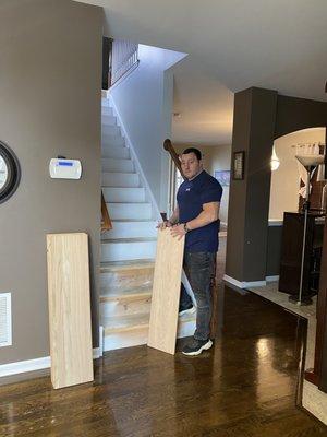 Hardwood stair installation in progress!