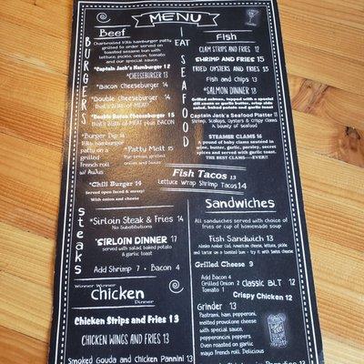 Menu at Captain Jack's