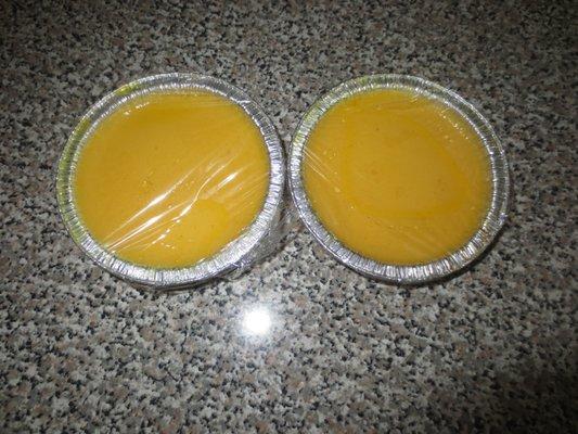 a pair of banana flans