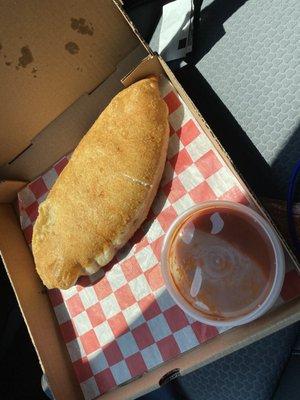 Here's the amazing deep fried calzone - cooked perfectly