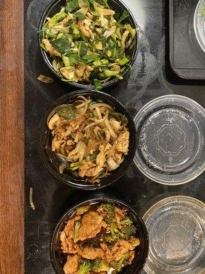 Top- Thai cilantro chicken, middle- Mongolian chicken, bottom- hunan chicken.