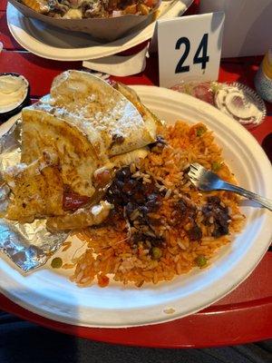 Quesadilla with Rice and beans! YUM