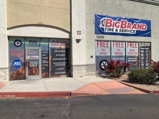 Perforated window vinyl decals on a store front.