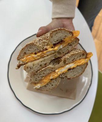 Bacon, Egg & Cheese on a Sesame Bagel