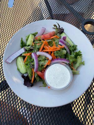 Salad as a side with the burger.