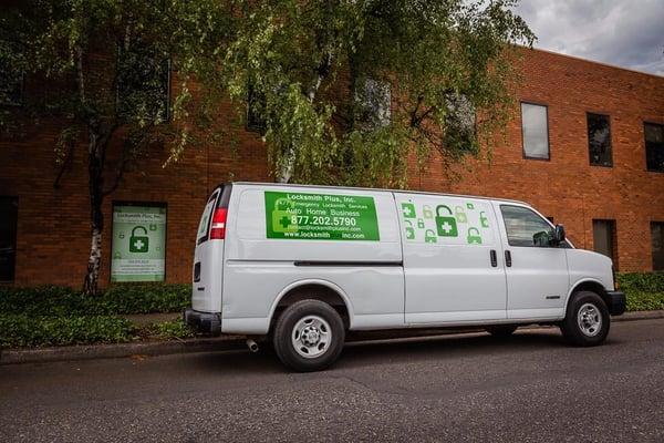 Outside of our locksmith shop in Portland.