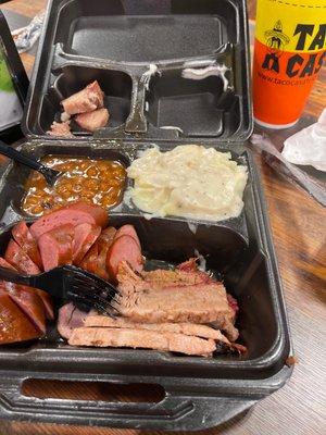 2 meat plate with Brisket and Sausage