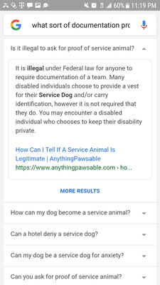 It is illegal to discriminate on a person with a disability or their service animal.