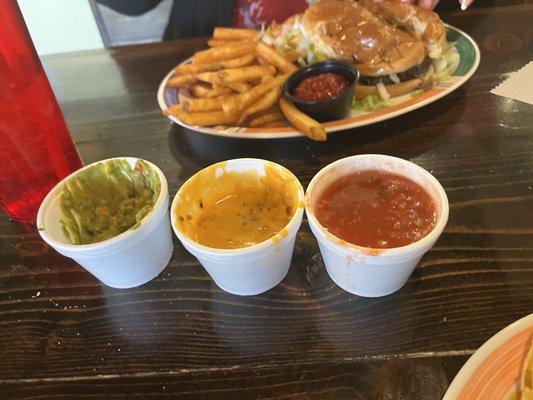 Dips: guacamole, queso, salsa