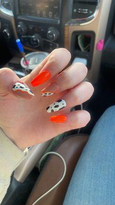 Orange and cow print