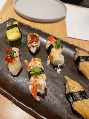 Anago Sea Eel, Cedar Smoked Black Cod, Tamago, Red King Crab