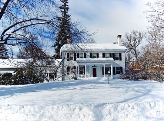 MCH in winter, with one of tallest (c. 1875) Norway spruces in Dutchess County