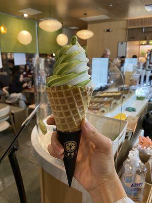 hokkaido milk and matcha soft serve swirl