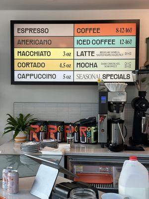 Coffee menu