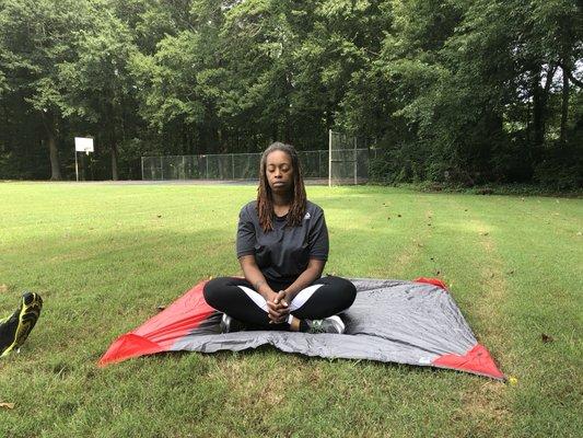 Company group meditation in nature