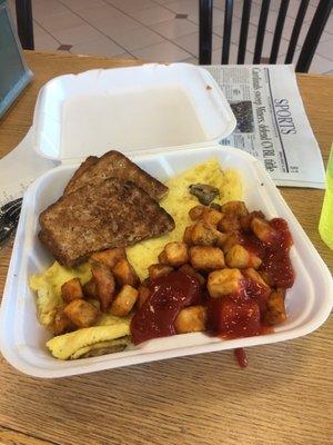 Garden omelette, home fries and toast.