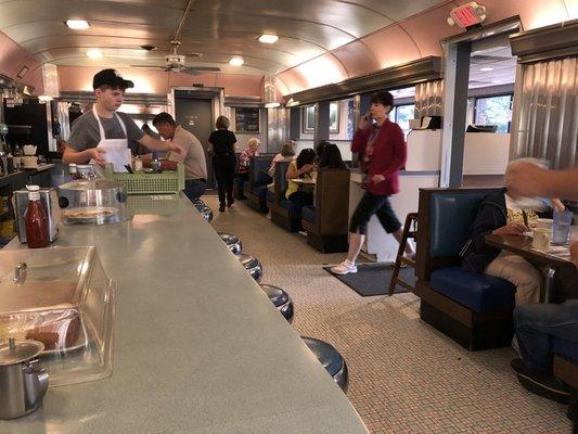 Nice surprise inside old-time diner. Expansion camouflages the classic dining car room inside. Photo good food and enthusiastic crew.