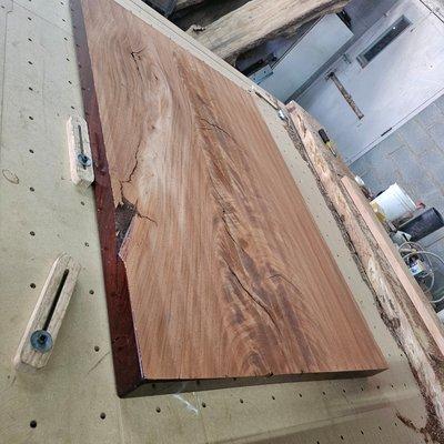 Mahogany slab flattening