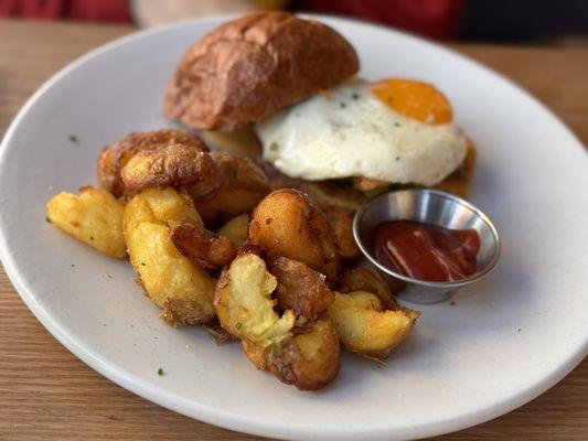 Breakfast sandwich (had cheese, bacon and avocado too, hidden) ($17)