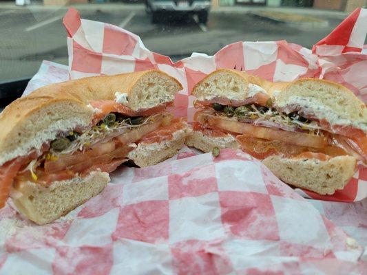 New Yorker Supreme w/ extra Herbed Cream Cheese on a plain bagel. So dang good!