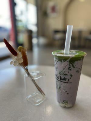 #10 PJ mix Ube Taro Coconut w/ Pandan Jelly Crunchy Boba $7.90