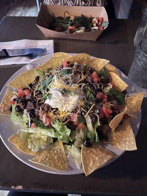 Taco Salad Caprese Salad in the background