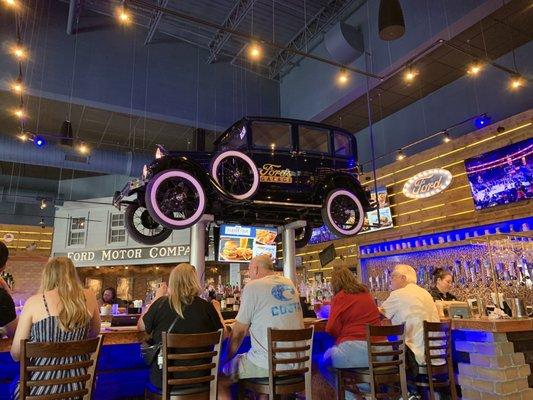 Car above the bar