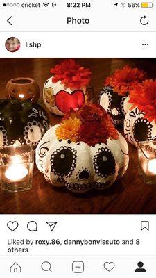 Dollar Tree pumpkins I bought, helped me get creative this past Dia de Los Muertos. Love this store.