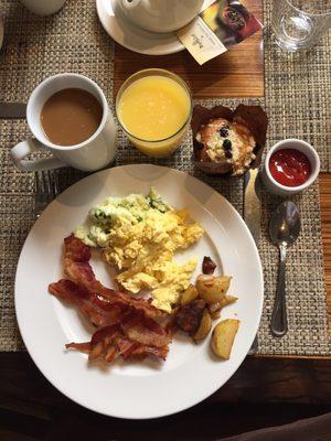 First plate of the breakfast buffet. I enjoyed all they had to offer.