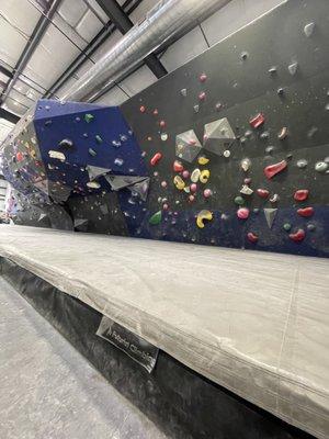 One of the bouldering walls