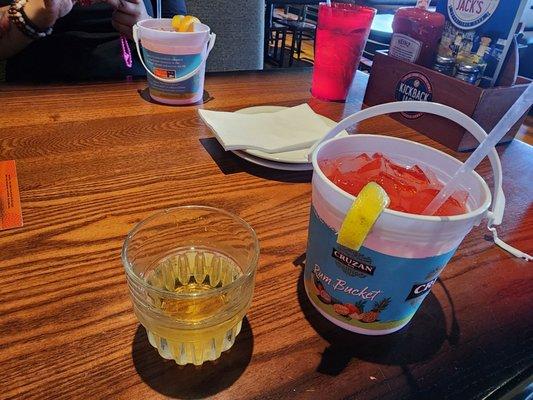 Island bomb shot and rum bucket