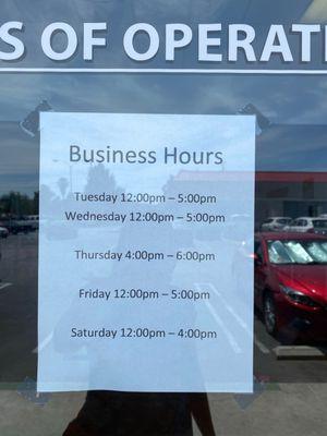 Updated Business Hours.