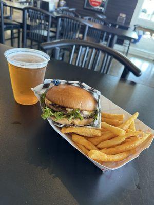 Cheese Burger with a side of fries