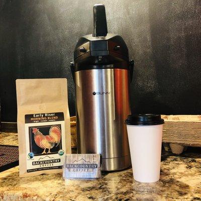 Grab a cup of coffee to-go, or a whole bag of beans to get you through the week.