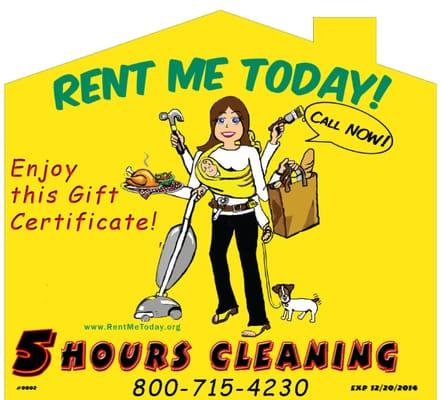 Rent Me Today LLC Gift Certificate Available!