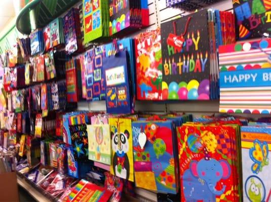 The great selection of gift bags and wrapping paper