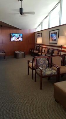 Large comfy waiting area with Ellen on the tube. :)