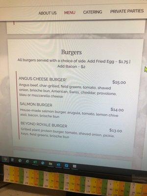 Menu doesn't say they up charge you for Tots.. but they will!!  also the Nona location charges you 16.00 a burger.