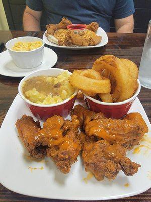 CHICKEN AND WAFFLES, MAC N CHEESE, BUFFALO WINGS