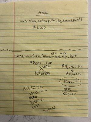 This is the write-up and the sales sheet indicated a purchase for $19576, with a heat pump, which is exactly what is written on the paper.