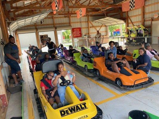 Go Kart adventure with riders of all ages from 6-70+ years old