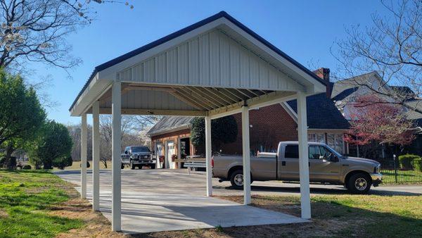 13×20 Open Carport with White Soffits and Fascia Trim