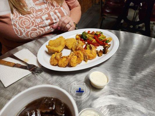 Shrimp and catfish.