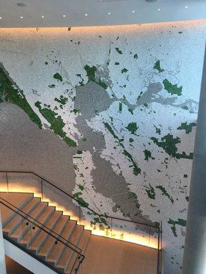 Bay Area map in the atrium of the stairwell from the valet (level 1) to the ballrooms (level 2)