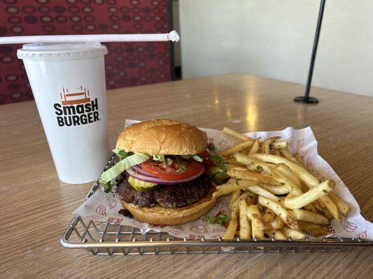 Yummy smash burger & rosemary fries!