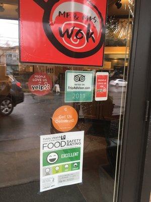 A food safety rating from Public Health inspections