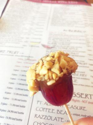 Grape with caramel and peanuts