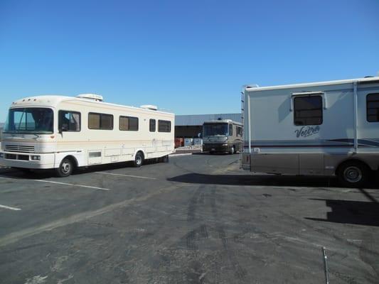 RV's lined up for inspection before headed out on the road