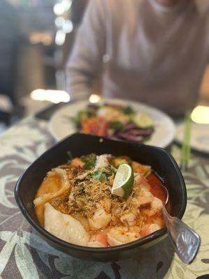 Indonesian Spicy Seafood Noodle Soup